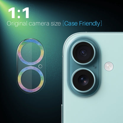 For iPhone 16 / 16 Plus NORTHJO Camera Lens Protector Glitter Ring 3D Tempered Glass Film(Colorful) - iPhone 16 Plus Tempered Glass by NORTHJO | Online Shopping South Africa | PMC Jewellery | Buy Now Pay Later Mobicred