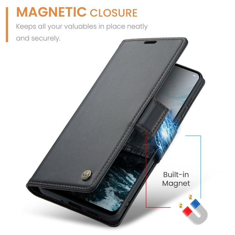 For OPPO Reno12 5G Global CaseMe 023 Butterfly Buckle Litchi Texture RFID Anti-theft Leather Phone Case(Black) - Reno12 Cases by CaseMe | Online Shopping South Africa | PMC Jewellery | Buy Now Pay Later Mobicred