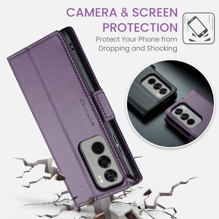 For OPPO Reno12 5G Global CaseMe 023 Butterfly Buckle Litchi Texture RFID Anti-theft Leather Phone Case(Purple) - Reno12 Cases by CaseMe | Online Shopping South Africa | PMC Jewellery | Buy Now Pay Later Mobicred