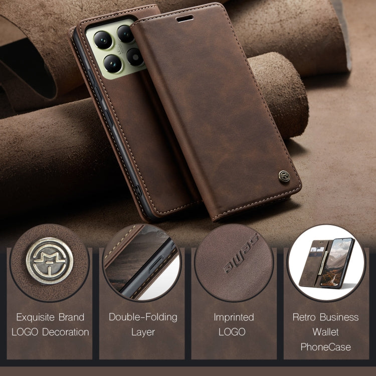 For Xiaomi 14T CaseMe 013 Multifunctional Horizontal Flip Leather Phone Case(Coffee) - 14T Cases by CaseMe | Online Shopping South Africa | PMC Jewellery | Buy Now Pay Later Mobicred