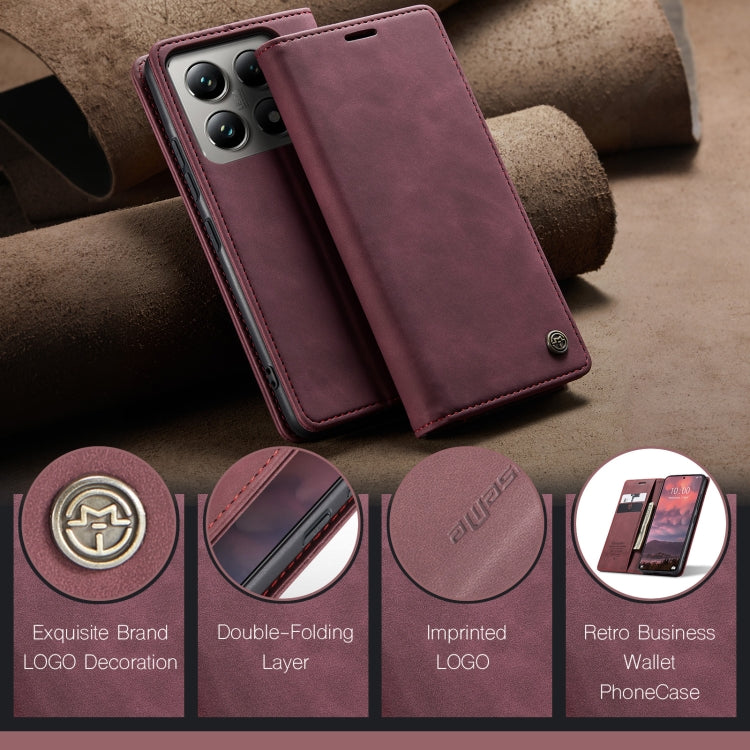 For Xiaomi 14T Pro CaseMe 013 Multifunctional Horizontal Flip Leather Phone Case(Red) - 14T Pro Cases by CaseMe | Online Shopping South Africa | PMC Jewellery | Buy Now Pay Later Mobicred