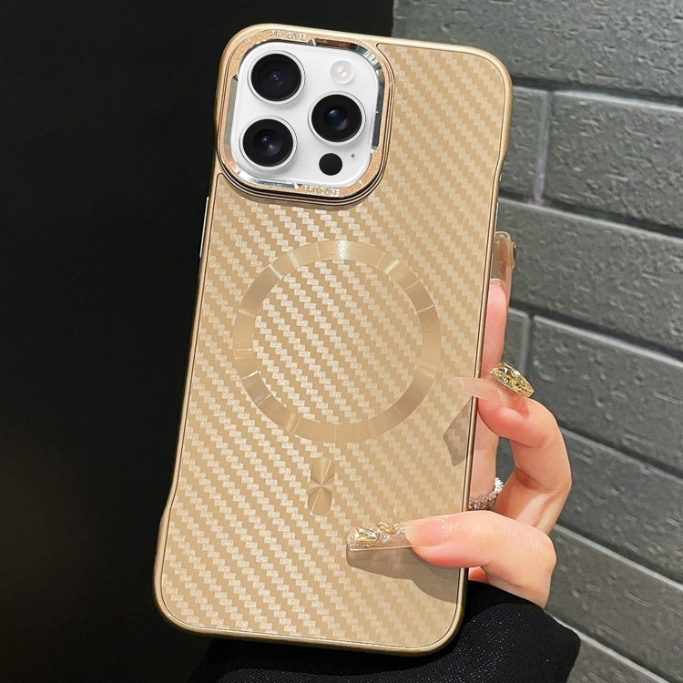 For iPhone 14 Pro AG Carbon Fiber Frameless MagSafe Phone Case(Gold) - iPhone 14 Pro Cases by PMc TechLife | Online Shopping South Africa | PMc TechLife | Buy Now Pay Later Mobicred
