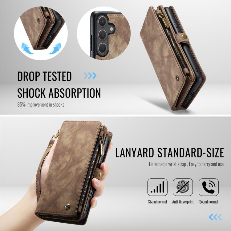 For Samsung Galaxy S25+ 5G CaseMe 008 Detachable Multifunctional Leather Phone Case(Brown) - Galaxy S25+ 5G Cases by CaseMe | Online Shopping South Africa | PMC Jewellery | Buy Now Pay Later Mobicred