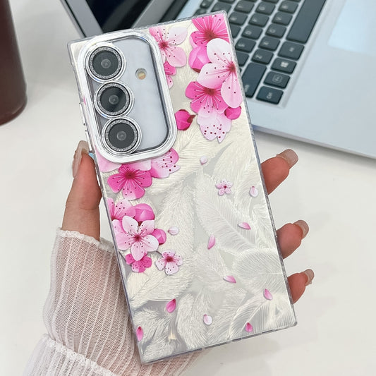 For Samsung Galaxy S25+ 5G Electroplating Flowers Plants Texture TPU Phone Case(Peach Blossom FL18) - Galaxy S25+ 5G Cases by PMC Jewellery | Online Shopping South Africa | PMC Jewellery | Buy Now Pay Later Mobicred