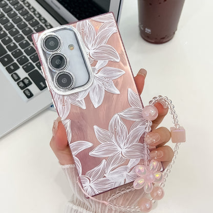 For Samsung Galaxy S25+ 5G Electroplating Flowers Plants Texture Wristband TPU Phone Case(Sketch Lily FL9) - Galaxy S25+ 5G Cases by PMC Jewellery | Online Shopping South Africa | PMC Jewellery | Buy Now Pay Later Mobicred