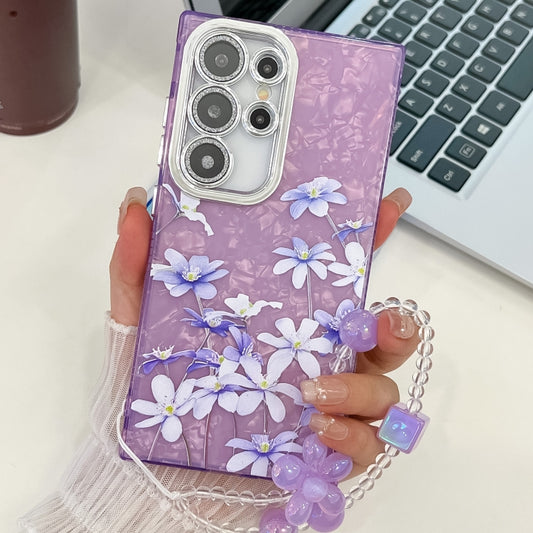 For Samsung Galaxy S25 Ultra 5G Electroplating Flowers Plants Texture Wristband TPU Phone Case(Lilac Flowers FL16) - Galaxy S25 Ultra 5G Cases by PMC Jewellery | Online Shopping South Africa | PMC Jewellery | Buy Now Pay Later Mobicred