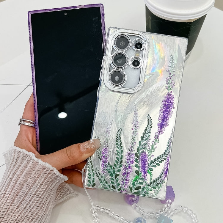 For Samsung Galaxy S25+ 5G Electroplating Flowers Plants Texture Wristband TPU Phone Case(Green Plants FL5) - Galaxy S25+ 5G Cases by PMC Jewellery | Online Shopping South Africa | PMC Jewellery | Buy Now Pay Later Mobicred