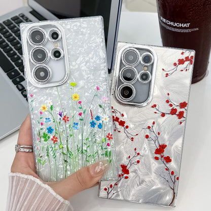 For Samsung Galaxy S25 5G Electroplating Flower Texture TPU Phone Case(Flowers SH4) - Galaxy S25 5G Cases by PMC Jewellery | Online Shopping South Africa | PMC Jewellery | Buy Now Pay Later Mobicred