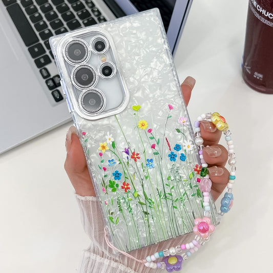 For Samsung Galaxy S25 Ultra 5G Electroplating Flower Texture Wristband TPU Phone Case(Little Wildflower SH3) - Galaxy S25 Ultra 5G Cases by PMC Jewellery | Online Shopping South Africa | PMC Jewellery | Buy Now Pay Later Mobicred