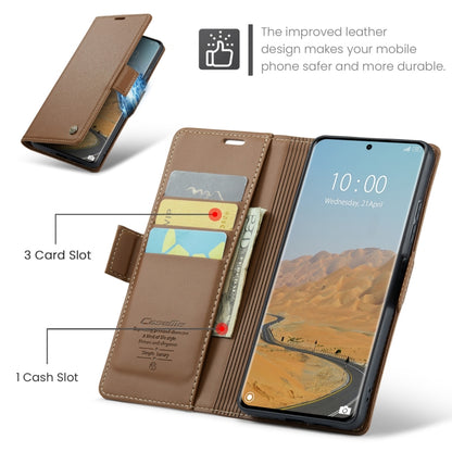 For Redmi Note 14 Pro 5G CaseMe 023 Butterfly Buckle Litchi Texture RFID Anti-theft Leather Phone Case(Brown) - Note 14 Pro Cases by CaseMe | Online Shopping South Africa | PMC Jewellery | Buy Now Pay Later Mobicred