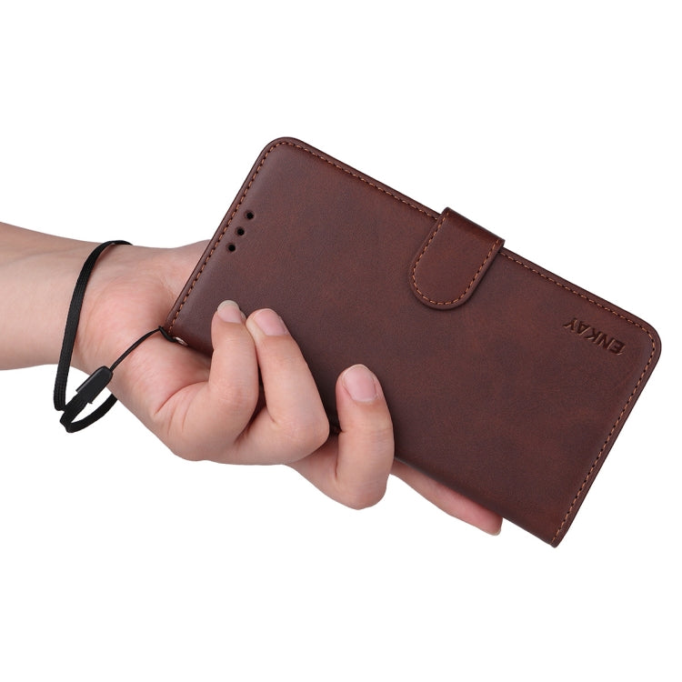For iPhone 16e ENKAY Card Wallet Calf Texture Leather Phone Case with Screen Film(Red) - iPhone 16e Cases by ENKAY | Online Shopping South Africa | PMC TechLife | Buy Now Pay Later Mobicred