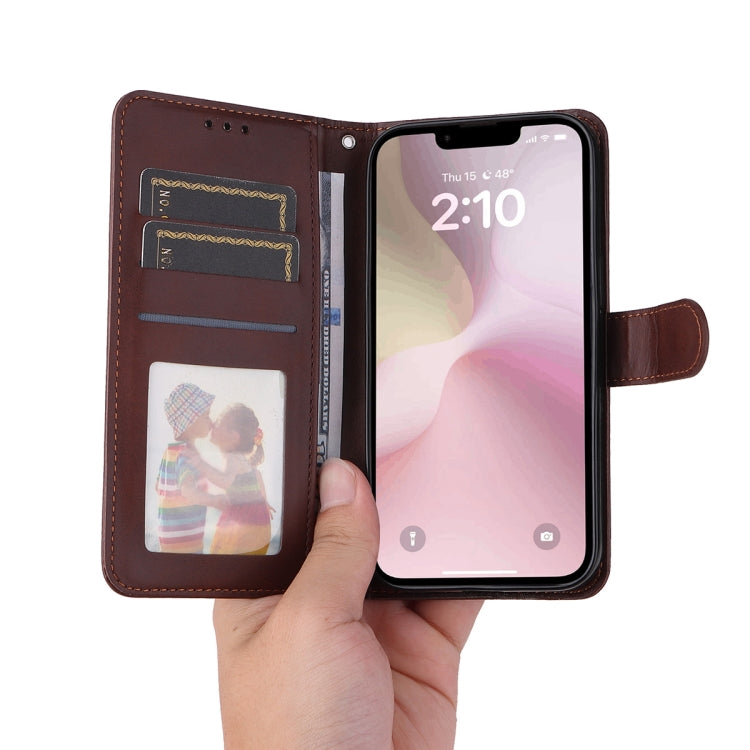 For iPhone 16e ENKAY Card Wallet Calf Texture Leather Phone Case with Screen Film(Blue) - iPhone 16e Cases by ENKAY | Online Shopping South Africa | PMC TechLife | Buy Now Pay Later Mobicred
