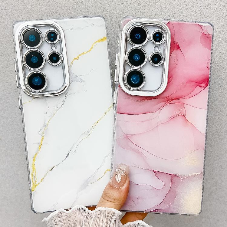 For Samsung Galaxy S25 5G Electroplated Marble Texture Phone Case(Pink Purple M4) - Galaxy S25 5G Cases by PMC Jewellery | Online Shopping South Africa | PMC Jewellery | Buy Now Pay Later Mobicred