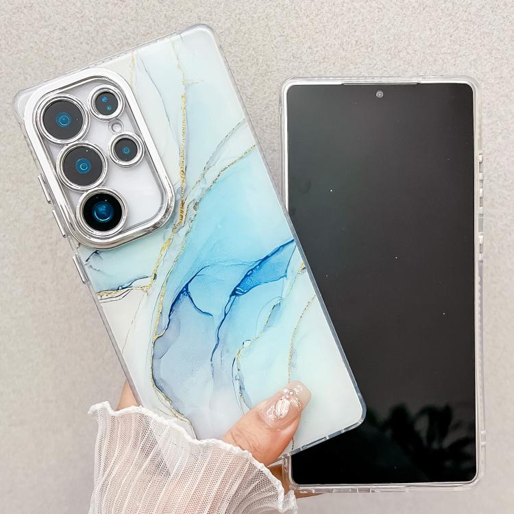 For Samsung Galaxy S25 5G Electroplated Marble Texture Phone Case(Blue Green M9) - Galaxy S25 5G Cases by PMC Jewellery | Online Shopping South Africa | PMC Jewellery | Buy Now Pay Later Mobicred