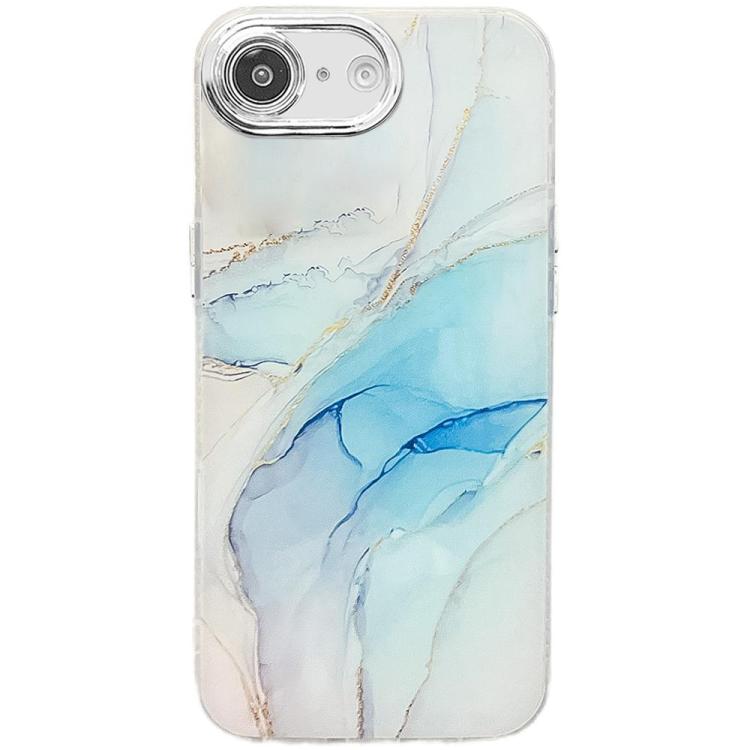 For iPhone 16e Electroplated Marble Texture Phone Case(Light Blue M5) - iPhone 16e Cases by PMC TechLife | Online Shopping South Africa | PMC TechLife | Buy Now Pay Later Mobicred