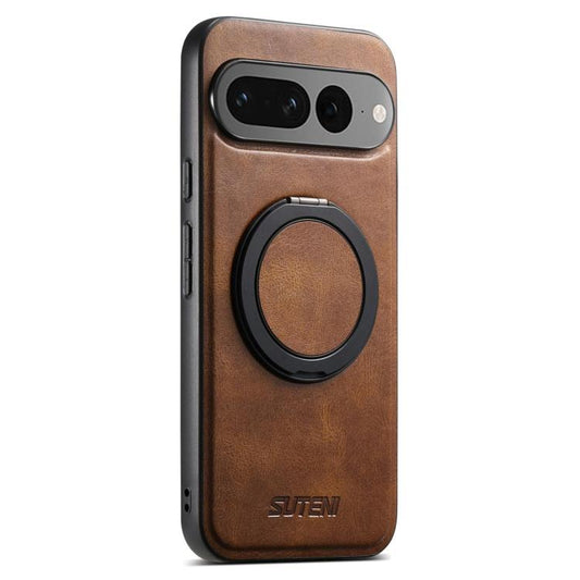 For Google Pixel 7 Pro Suteni G3 Suteni G3 Oil Wax 360 Rotation Holder MagSafe Back Phone Case(Brown) - Google Cases by Suteni | Online Shopping South Africa | PMC Jewellery | Buy Now Pay Later Mobicred