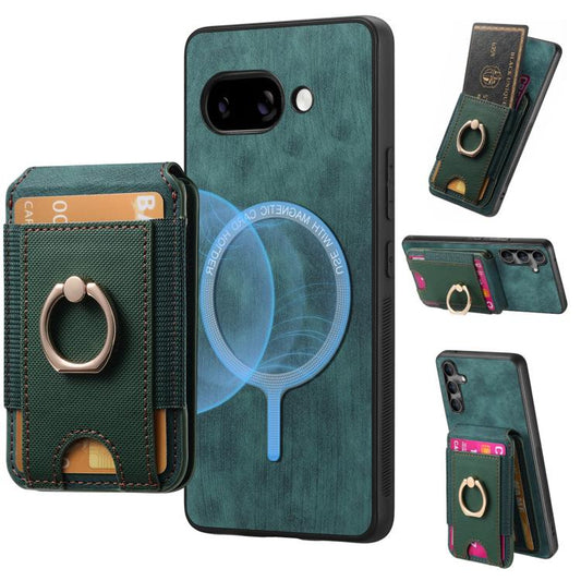 For Google Pixel 9a Retro Splitable Magnetic Stand Card Bag Leather Phone Case(Green) - Google Cases by PMC Jewellery | Online Shopping South Africa | PMC Jewellery | Buy Now Pay Later Mobicred