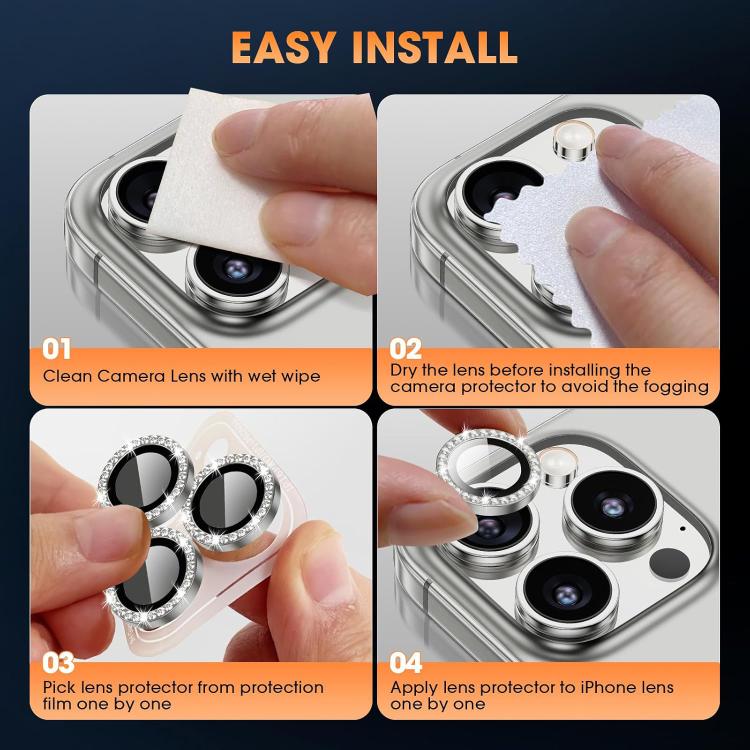 For iPhone 17 Kalebol Individual Camera Lens Diamond Ring Protector(Black) - iPhone 17 Tempered Glass by Kalebol | Online Shopping South Africa | PMC TechLife | Buy Now Pay Later Mobicred