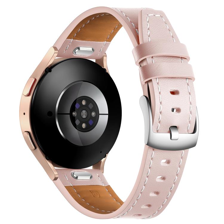 22mm Push Button Silver Steel Buckle Genuine Leather Watch Band(Light Pink) - free shipping - PMC TechLife - Order now!
