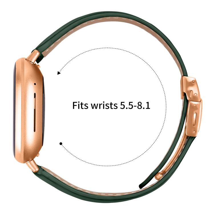 For Fitbit Versa 3 / 4 Lychee Texture Rose Gold Turtle Back Buckle Leather Watch Band(Green) - free shipping - PMC TechLife - Order now!
