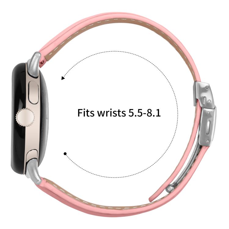 For Google Pixel Watch / Watch 2 / 3 41mm Lychee Texture Silver Turtle Back Buckle Leather Watch Band(Pink) - free shipping - PMC TechLife - Order now!