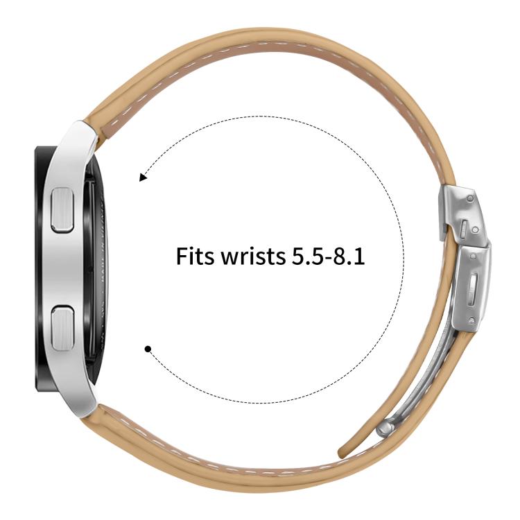 20mm Lychee Texture Silver Turtle Back Buckle Leather Watch Band(Camel) - free shipping - PMC TechLife - Order now!