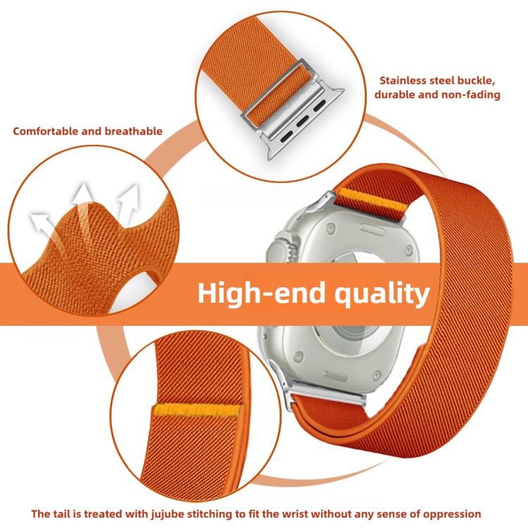 For Apple Watch 46mm / 49mm / 45mm / 44mm Adjustable Single Loop Elastic Nylon Watch Band(Starlight) - free shipping - PMC TechLife - Order now!