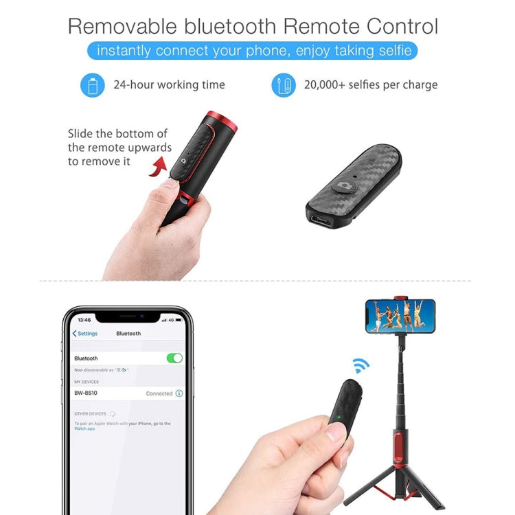 M18 Portable Selfie Stick Remote Control Mobile Phone Holder(Red) - Selfie Sticks by PMC Jewellery | Online Shopping South Africa | PMC Jewellery | Buy Now Pay Later Mobicred