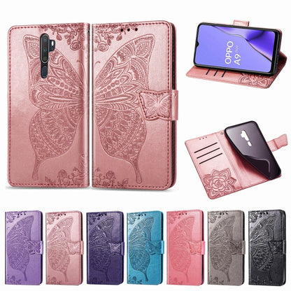 For OPPO A5 (2020) / A9 (2020) Butterfly Love Flower Embossed Horizontal Flip Leather Case with Bracket Lanyard Card Slot Wallet(Dark Purple) - OPPO Cases by PMC Jewellery | Online Shopping South Africa | PMC Jewellery | Buy Now Pay Later Mobicred