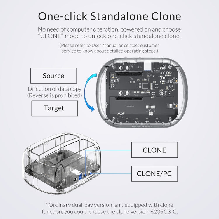 ORICO 6239U3 3.5/2.5inch 2 Bay Transparent USB3.0 Ordinary Reading & Writing Hard Drive Dock - HDD Enclosure by ORICO | Online Shopping South Africa | PMC Jewellery | Buy Now Pay Later Mobicred