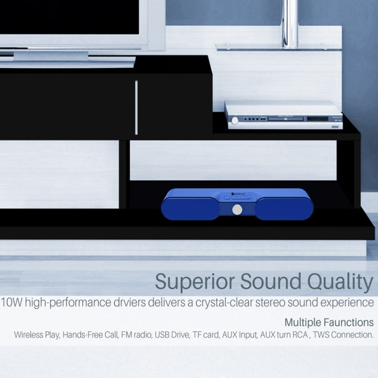 New Rixing NR4017 Portable 10W Stereo Surround Soundbar Bluetooth Speaker with Microphone(Blue) - Desktop Speaker by NewRixing | Online Shopping South Africa | PMC Jewellery | Buy Now Pay Later Mobicred