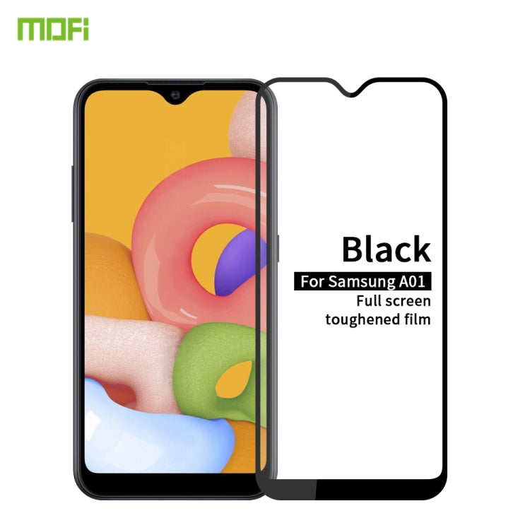 For Galaxy A01 MOFI 9H 2.5D Full Screen Tempered Glass Film(Black) - Galaxy Tempered Glass by MOFI | Online Shopping South Africa | PMC TechLife | Buy Now Pay Later Mobicred