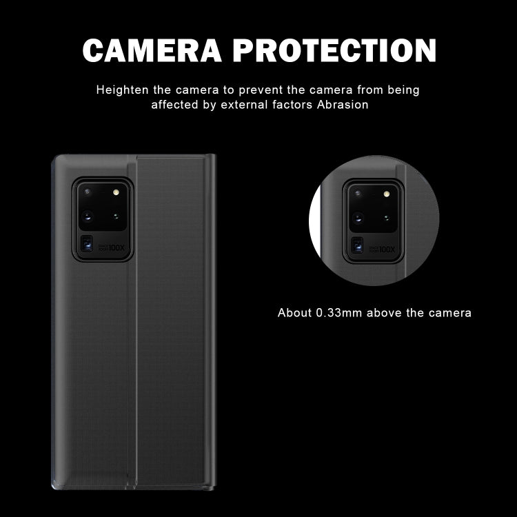 For Galaxy S20 Plus Side Display Magnetic Horizontal Flip Plain Texture Cloth + PC Case with Holder & Sleep / Wake-up Function(Black) - Galaxy Phone Cases by PMC TechLife | Online Shopping South Africa | PMC TechLife