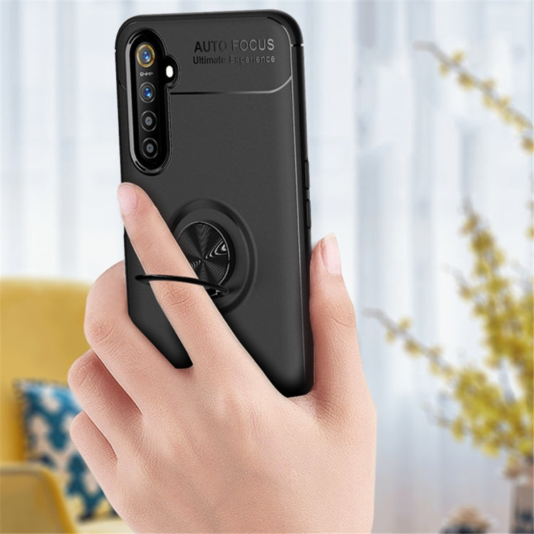 For OPPO Realme 6 Metal Ring Holder 360 Degree Rotating TPU Case(Black+Black) - Realme Cases by PMC Jewellery | Online Shopping South Africa | PMC Jewellery | Buy Now Pay Later Mobicred