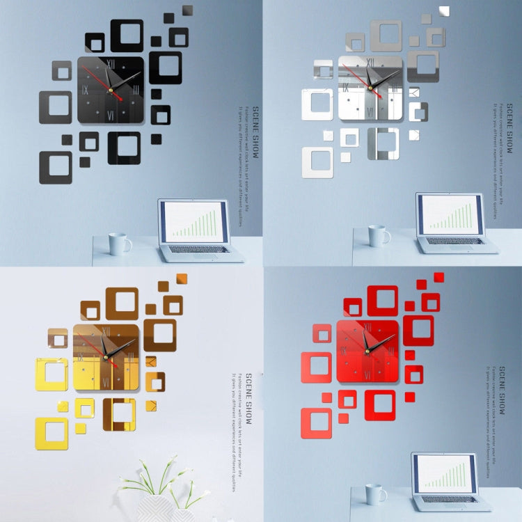 Home Mirror Surface Sticker Home Office Decorative Mirrors 3D Stereo Clock Acrylic Mirror Clock Block Combination Clock(Red) - Wall Clock by PMc TechLife | Online Shopping South Africa | PMc TechLife | Buy Now Pay Later Mobicred