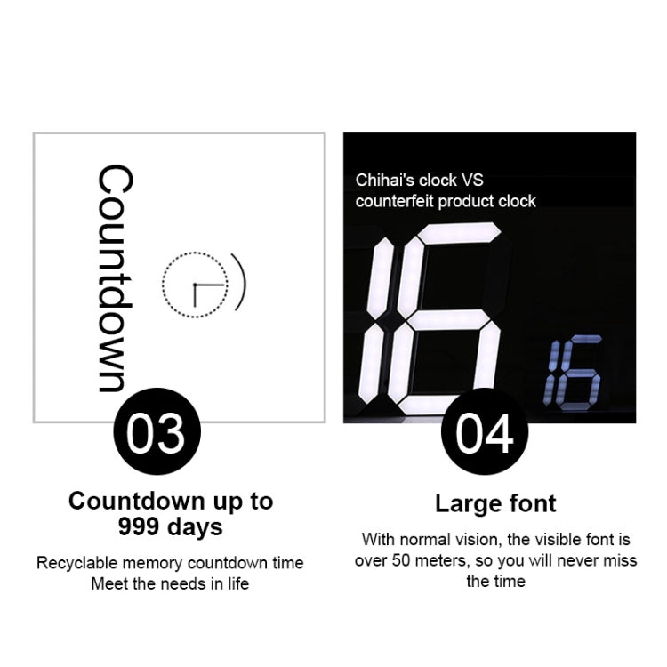 Multifunctional LED Wall Clock Creative Digital Clock, Style:Sealed Box Remote Control(Gold Font) - Wall Clock by PMc TechLife | Online Shopping South Africa | PMc TechLife | Buy Now Pay Later Mobicred