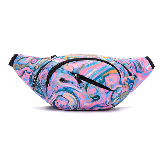 Color Printing Multi-function Casual Pockets Ladies Outdoor Purse Waist Bag(Purple) - Waist Bags by PMC Jewellery | Online Shopping South Africa | PMC Jewellery | Buy Now Pay Later Mobicred