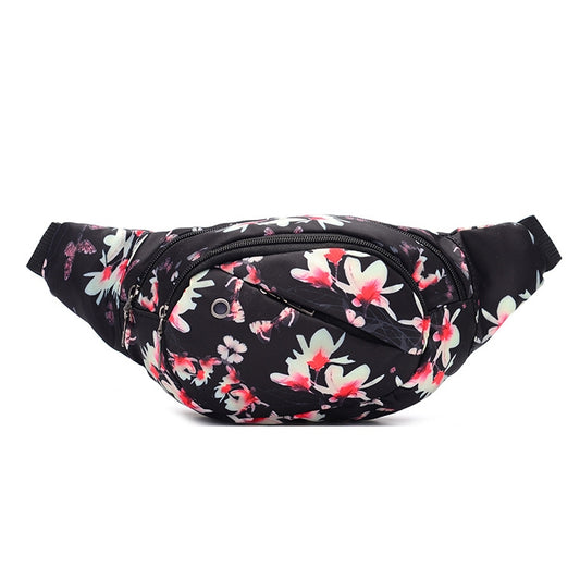 Color Printing Multi-function Casual Pockets Ladies Outdoor Purse Waist Bag(winter Jasmine Pattern) - Waist Bags by PMC Jewellery | Online Shopping South Africa | PMC Jewellery | Buy Now Pay Later Mobicred