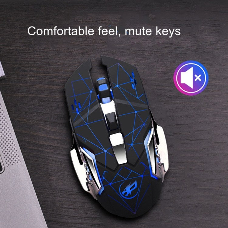 WARWOLF  Q8 Wireless Rechargeable Mouse Glowing Gaming Mouse(Silver) - Wireless Mice by PMC Jewellery | Online Shopping South Africa | PMC Jewellery | Buy Now Pay Later Mobicred