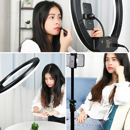 14 inch+Phone Clip Dimmable Color Temperature LED Ring Fill Light Live Broadcast Set With 2.1m Tripod Mount, CN Plug - Ring Light by PMC Jewellery | Online Shopping South Africa | PMC Jewellery | Buy Now Pay Later Mobicred