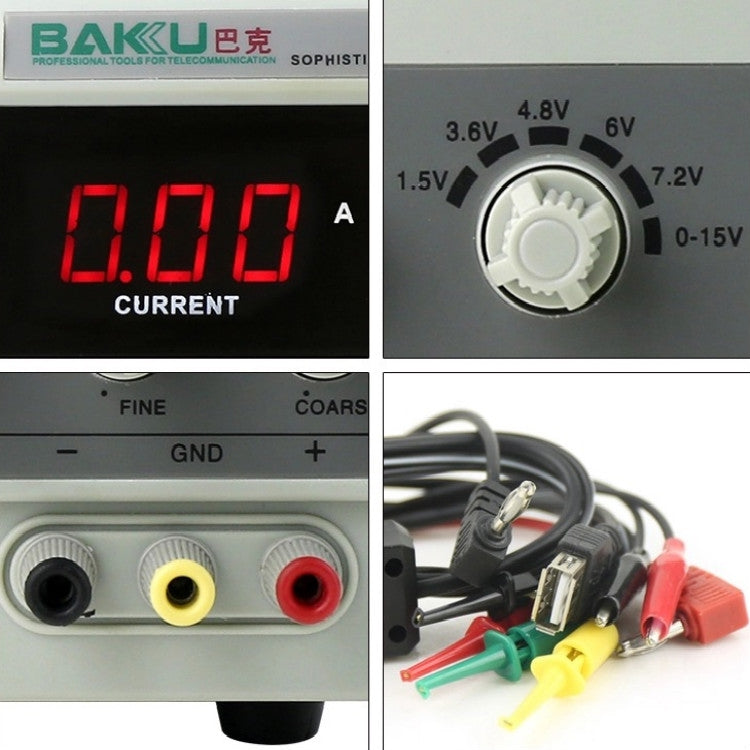 BAKU BK-1502DD DC Regulated Power Supply DC Ammeter Laptop Mobile Phone Repair Digital Display, Specification:110V US Plug - Current & Voltage Tester by BAKU | Online Shopping South Africa | PMC Jewellery | Buy Now Pay Later Mobicred