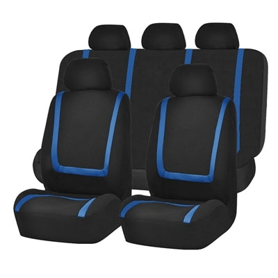 Universal Car Seat Cover Polyester Fabric Automobile Seat Covers Car Seat Cover Vehicle Seat Protector Interior Accessories 9pcs Set Blue - Seat Accessories by PMC Jewellery | Online Shopping South Africa | PMC Jewellery