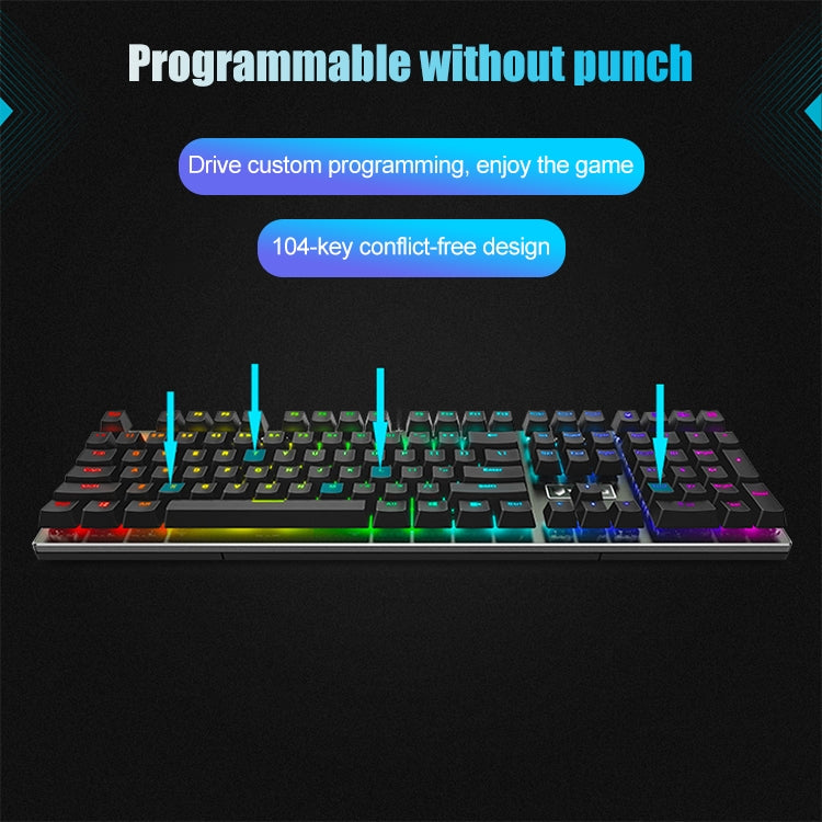 Rapoo V700RGB 104 Keys USB Wired Game Computer without Punching Mechanical Keyboard(Tea Shaft) - Wired Keyboard by Rapoo | Online Shopping South Africa | PMC Jewellery | Buy Now Pay Later Mobicred