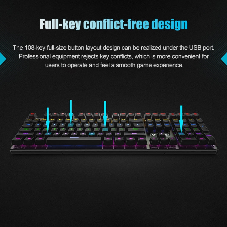 Rapoo V700S 104 Keys Mixed Color Backlight USB Wired Game Computer Without Punching Mechanical Keyboard(Black Shaft) - Wired Keyboard by Rapoo | Online Shopping South Africa | PMC Jewellery | Buy Now Pay Later Mobicred