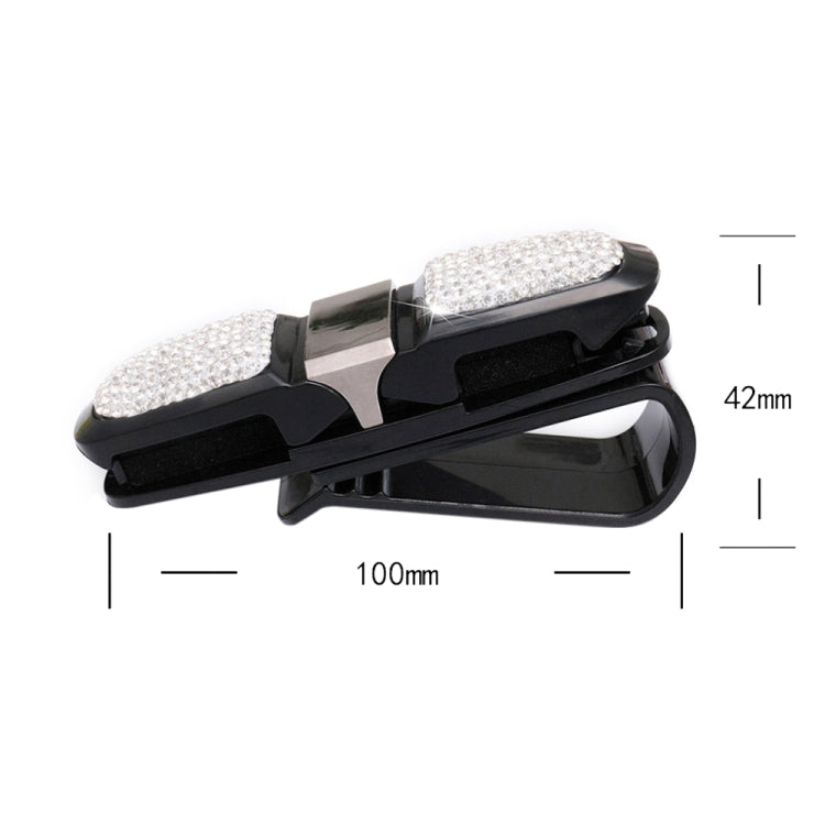 Diamond Mounted Rotating Car Glasses Clip Card Paper Holder Clips(White) - Sunglasses & Glasses Clips by Dabond | Online Shopping South Africa | PMC Jewellery | Buy Now Pay Later Mobicred