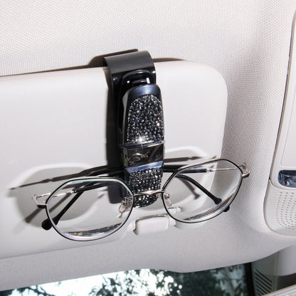 Diamond Mounted Rotating Car Glasses Clip Card Paper Holder Clips(Bright Black) - Sunglasses & Glasses Clips by Dabond | Online Shopping South Africa | PMC Jewellery | Buy Now Pay Later Mobicred