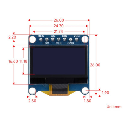 Waveshare 0.96 inch OLED Display Module, 128×64 Resolution, SPI / I2C Communication(E Blue) - Boards & Shields by Waveshare | Online Shopping South Africa | PMC Jewellery | Buy Now Pay Later Mobicred