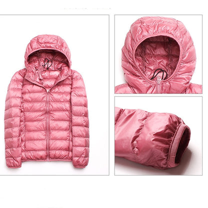 Casual Ultra Light White Duck Down Jacket Women Autumn Winter Warm Coat Hooded Parka, Size:M(Wine Red) - Down Jacket by PMC Jewellery | Online Shopping South Africa | PMC Jewellery