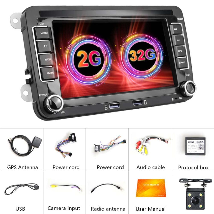 For Volkswagen Q3300KT 7-inch 2+32G Car Multimedia Player Navigation Bluetooth Reversing Integrated Machine Android 10.0, Style:Standard+4Lights Camera - Car MP3 & MP4 & MP5 by PMC Jewellery | Online Shopping South Africa | PMC Jewellery | Buy Now Pay Later Mobicred