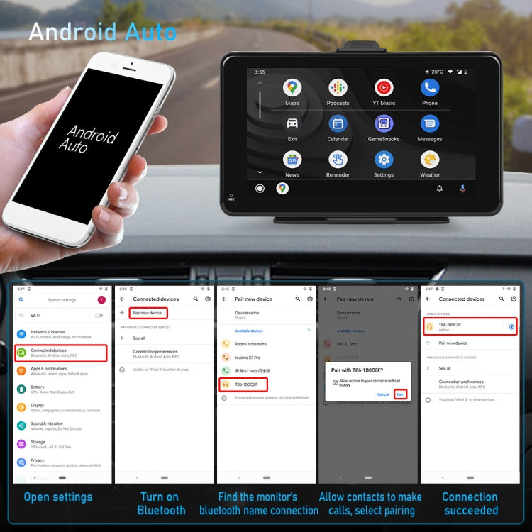 A3135 7 Inch HD Wired Smart Screen With Wireless CarPlay + Android Auto + Android With With 32G Memory Card - Car MP3 & MP4 & MP5 by PMC TechLife | Online Shopping South Africa | PMC TechLife | Buy Now Pay Later Mobicred